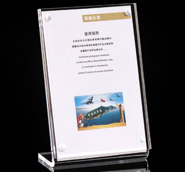 L-shaped Table Magnetic Clear Acrylic Menu Sign Card Stand