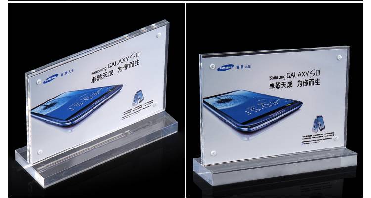 Desktop Acrylic Sign Holders T-shaped Table Tents with Magnet Enclosures