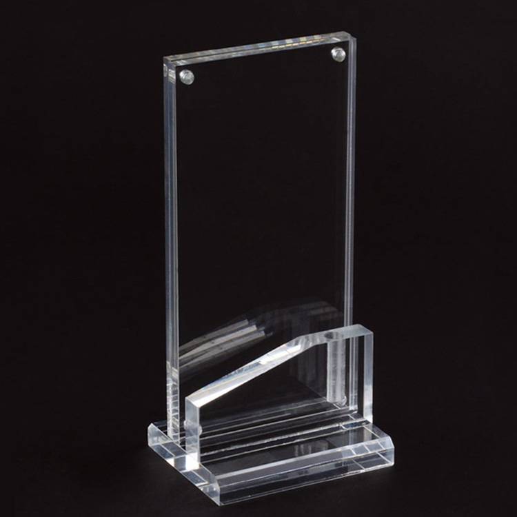 T-Shaped Acrylic Sign Holders with Business Card Holder