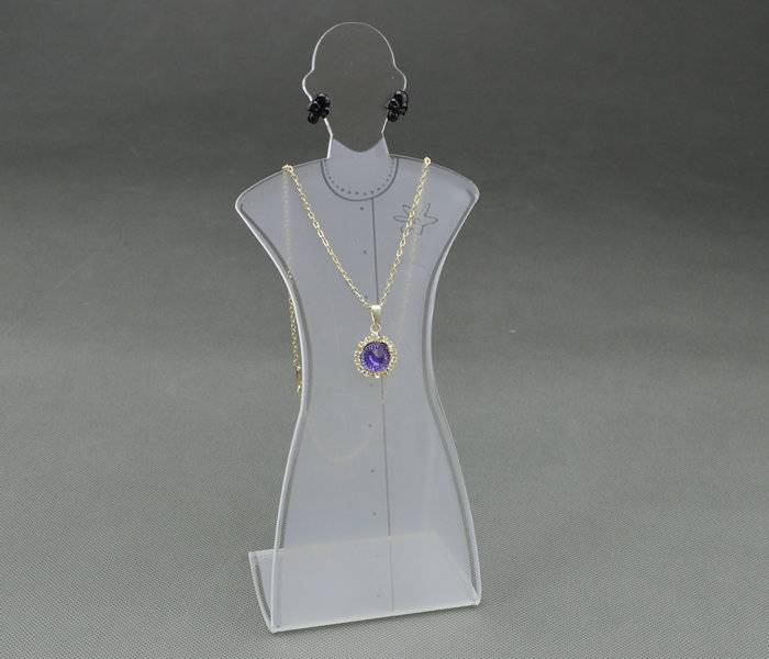 Acrylic Mannequin Necklace Earrings Display Stand Holder Jewelry Pendant Show Rack
