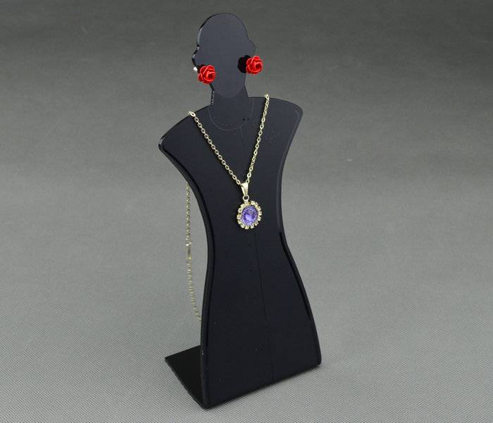 Acrylic Mannequin Necklace Earrings Display Stand Holder Jewelry Pendant Show Rack