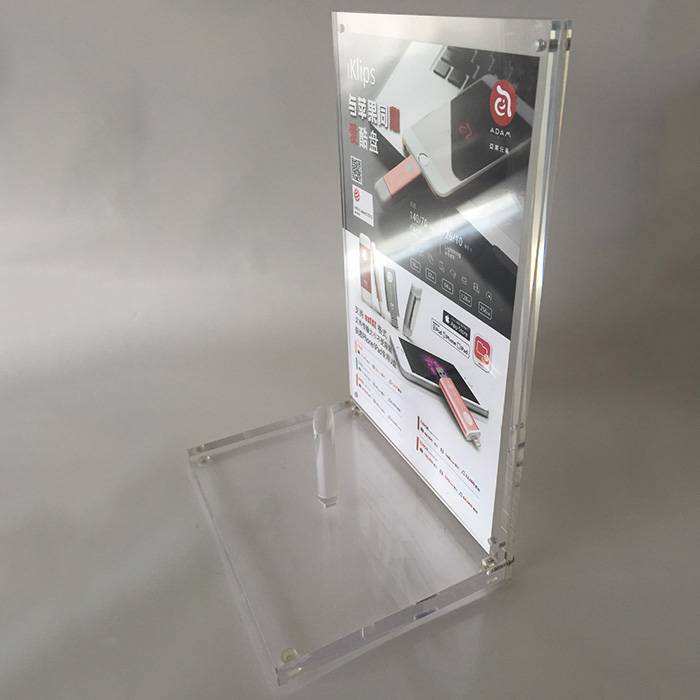 Replaceable Design L Shape Desktop Magnet Acrylic Display Block Stand