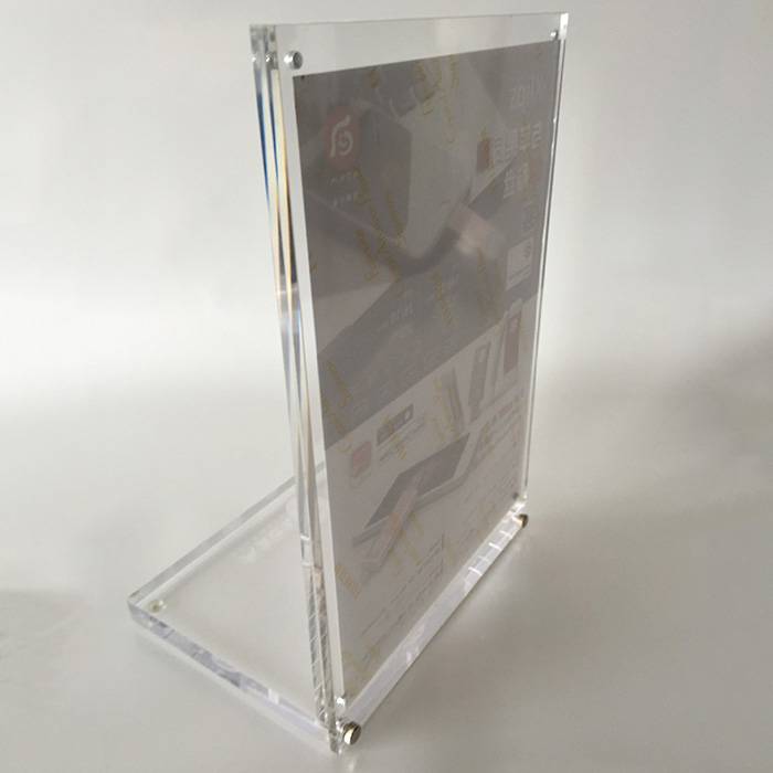 Replaceable Design L Shape Desktop Magnet Acrylic Display Block Stand