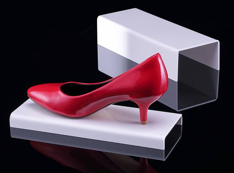 Clear Acrylic High Heel Display Stands, Retail Shoe Riser Racks