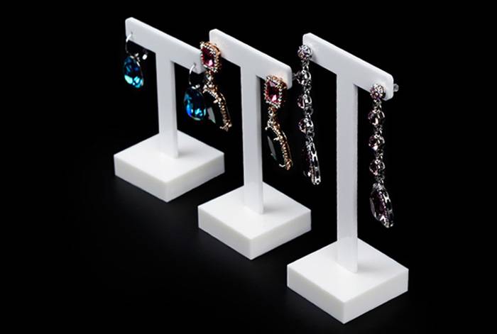 White Acrylic Earring Display Holder with T-shaped Jewelry Displays Stand