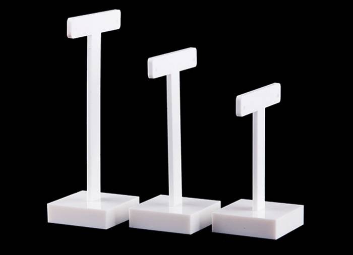 White Acrylic Earring Display Holder with T-shaped Jewelry Displays Stand