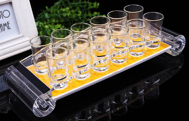 12-Hole Clear Acrylic Holder Rack Drinks Cup Serving Tray