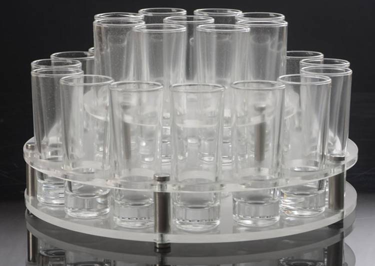 Round Holes 2 Tiers Acrylic Drinks Wine Cup Holder Tray