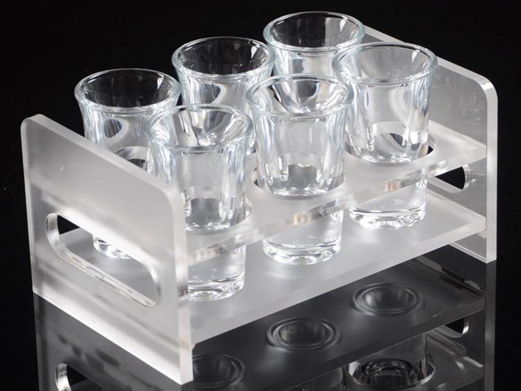 Frosted Acrylic 2 Rows 6 Round Holes Wine Glass Cup Holder