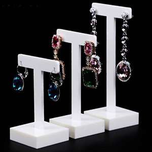 White Acrylic Earring Display Holder with T-shaped Jewelry Displays Stand XH18