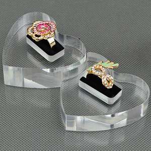 Heart-shaped Jewelry Display Acrylic Finger Ring Display Stand Ring Holder XH0020