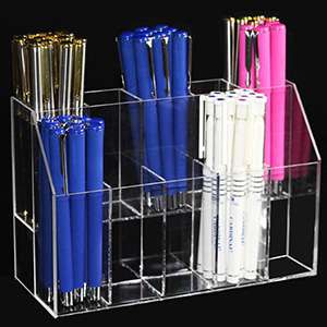 Tabletop Clear 2 Tier Acrylic Brush Holder Organizer Rack XH66