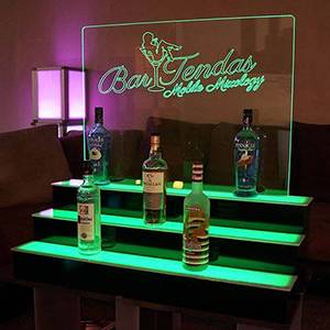 3 Step LED Lighted Bar Shelves