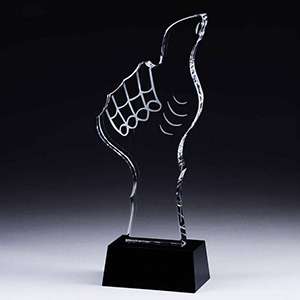 Thumb Shape Crystal Award Trophy with Thick Black Crystal Base