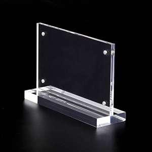 Desktop Acrylic Sign Holders T-shaped Table Tents with Magnet Enclosures