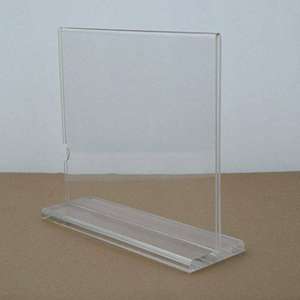 Double Sided Acrylic Upright T-Shaped Sign Holder - Table Menu Card Display Stand