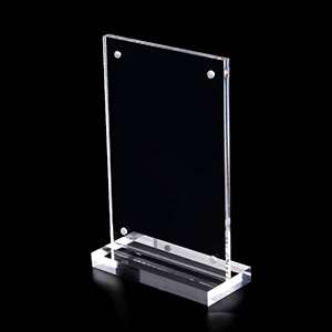 Clear Acrylic Sign Holders for Desktop, T-shaped Table Tents with Magnet Enclosures