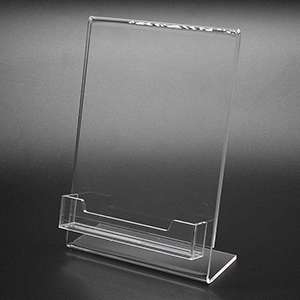 Acrylic Slanted Sign Holders with Business Card Holder