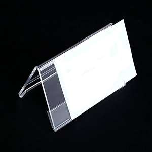 Clear Acrylic Table Top Double-Sided Display Name Business Card Label Stand