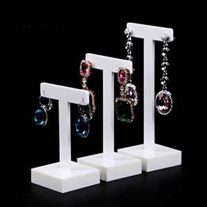 White Acrylic Earring Display Holder with T-shaped Jewelry Displays Stand