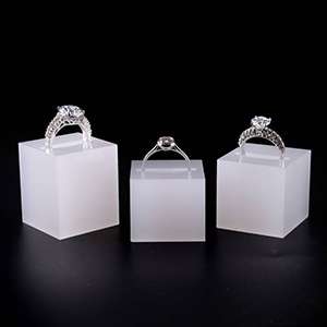 White Acrylic Slotted Block Jewelry Hand Ring Holder