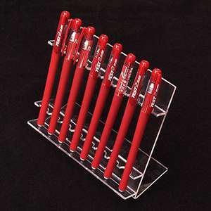 Clear L-Shaped Acrylic Pen Stand for 8 Pens