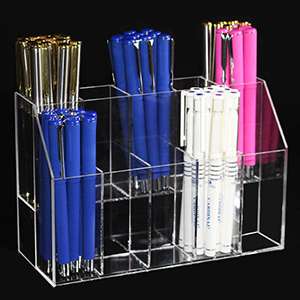 Tabletop Clear 2 Tier Acrylic Brush Holder Organizer Rack